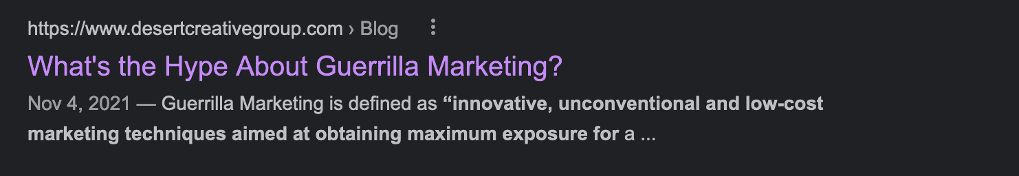 An example of how Google shows a meta title and a meta description