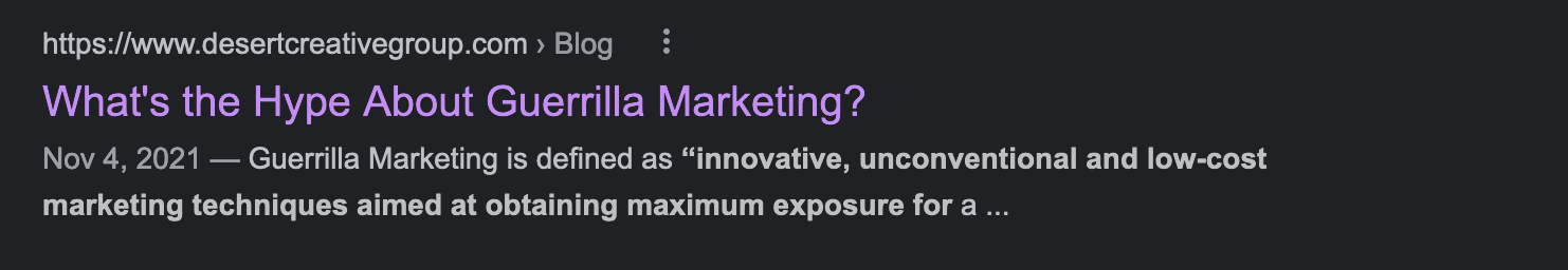 An example of how Google shows a meta title and a meta description